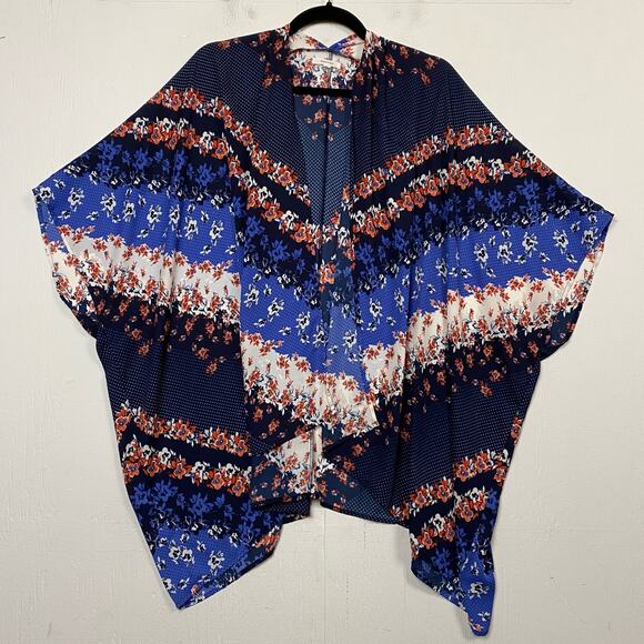 Maurices Blue Floral Boho Poncho Size Small Medium - Picture 1 of 6